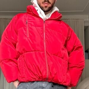 RED OVERSIZED BOMBER